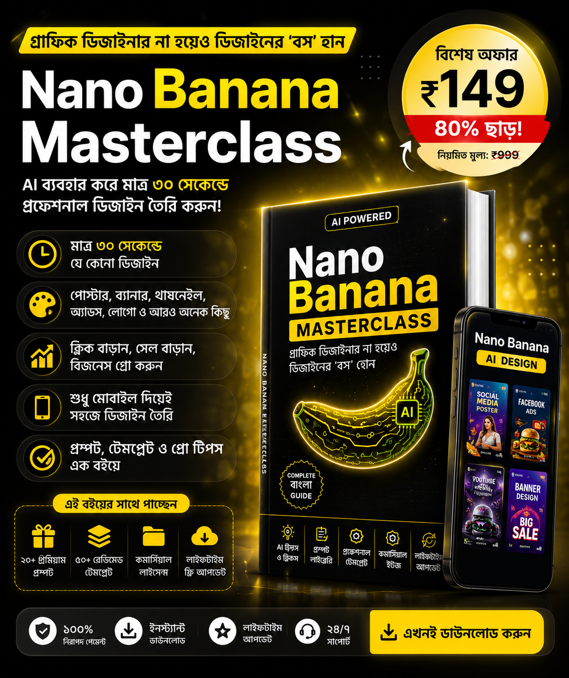 Nano Banana Masterclass গ্রাফিক ডিজাইনার না হয়েও ডিজাইনের 'বস' হোন: